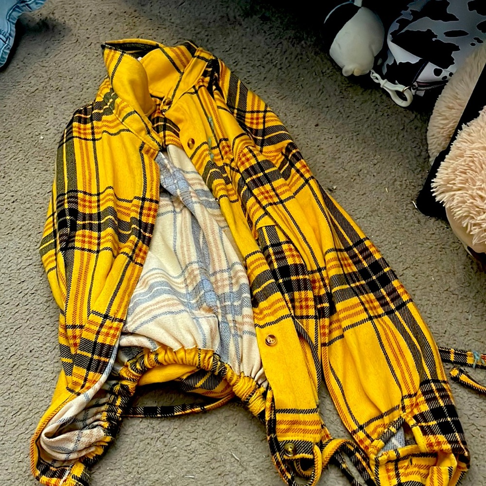 Crop top flannel yellow
